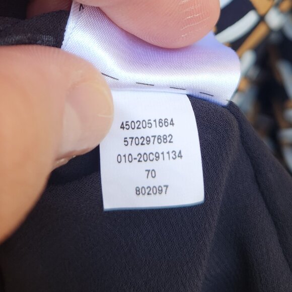 Chico's Multicolor Geometric Chain-Link Print Blouse Button-Up Long Sleeve - Picture 12 of 13